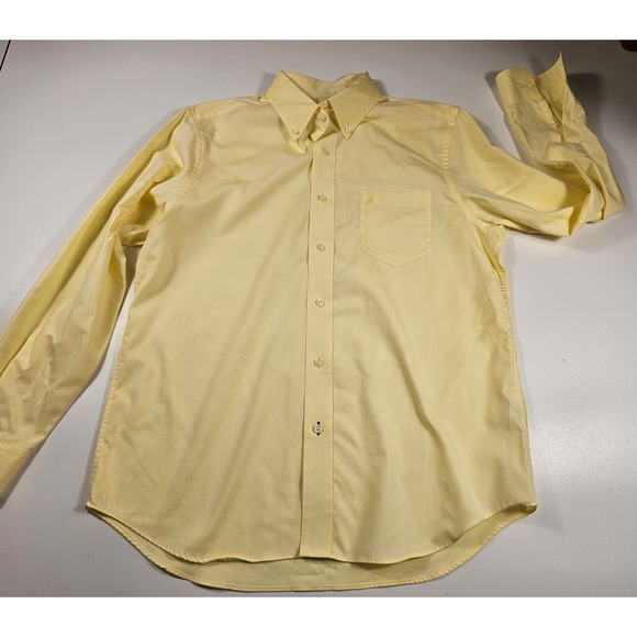 Nautica yellow slim fit wrinkle resistant yellow long sleeve button up EUC - - Picture 5 of 7